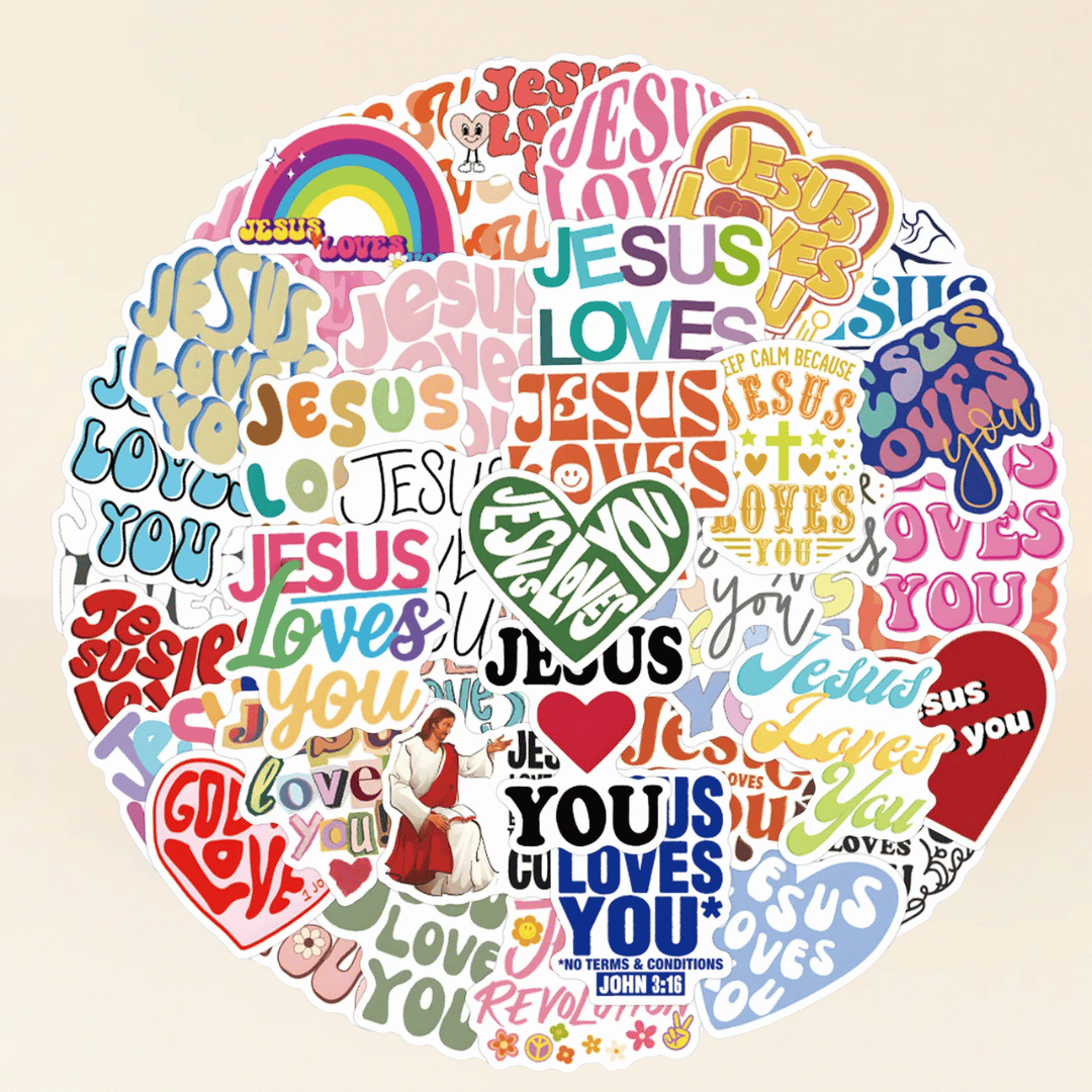 50x Jesus Loves You Stickers
